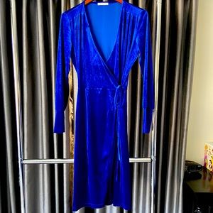 Electric blue velvet Zara Trafaluc Dress.